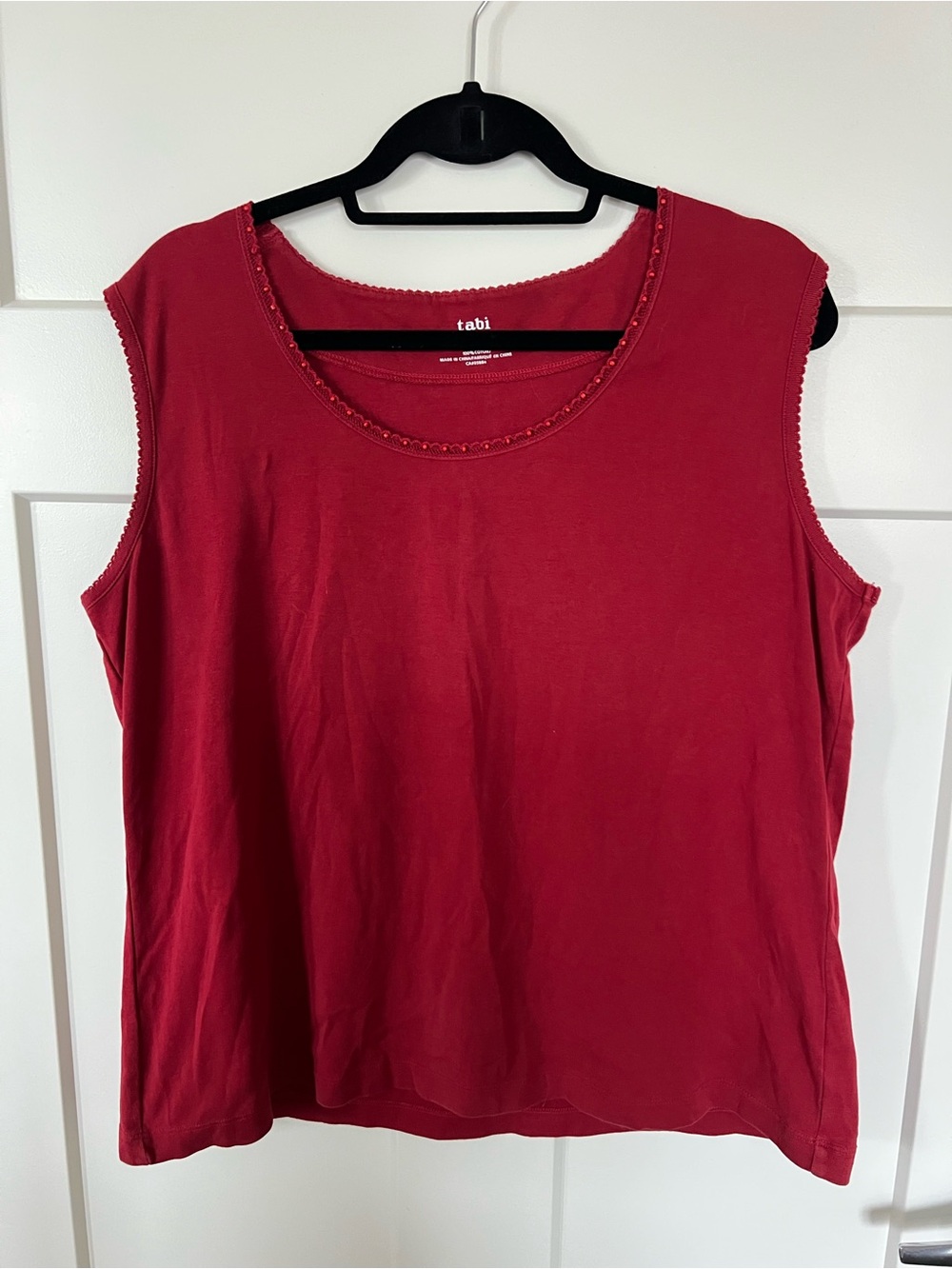 100% Cotton Tabi Scoop Neck Tank Top in Rich Red